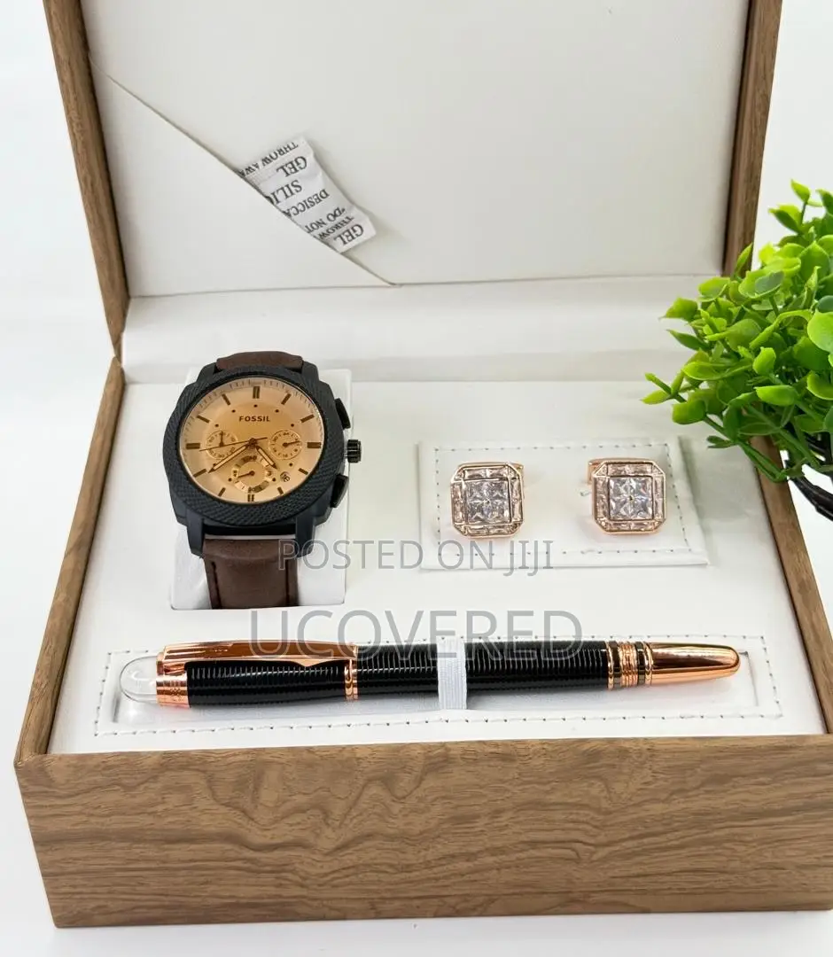 Gift Set Men’S Watch Black - Cufflinks - Pen