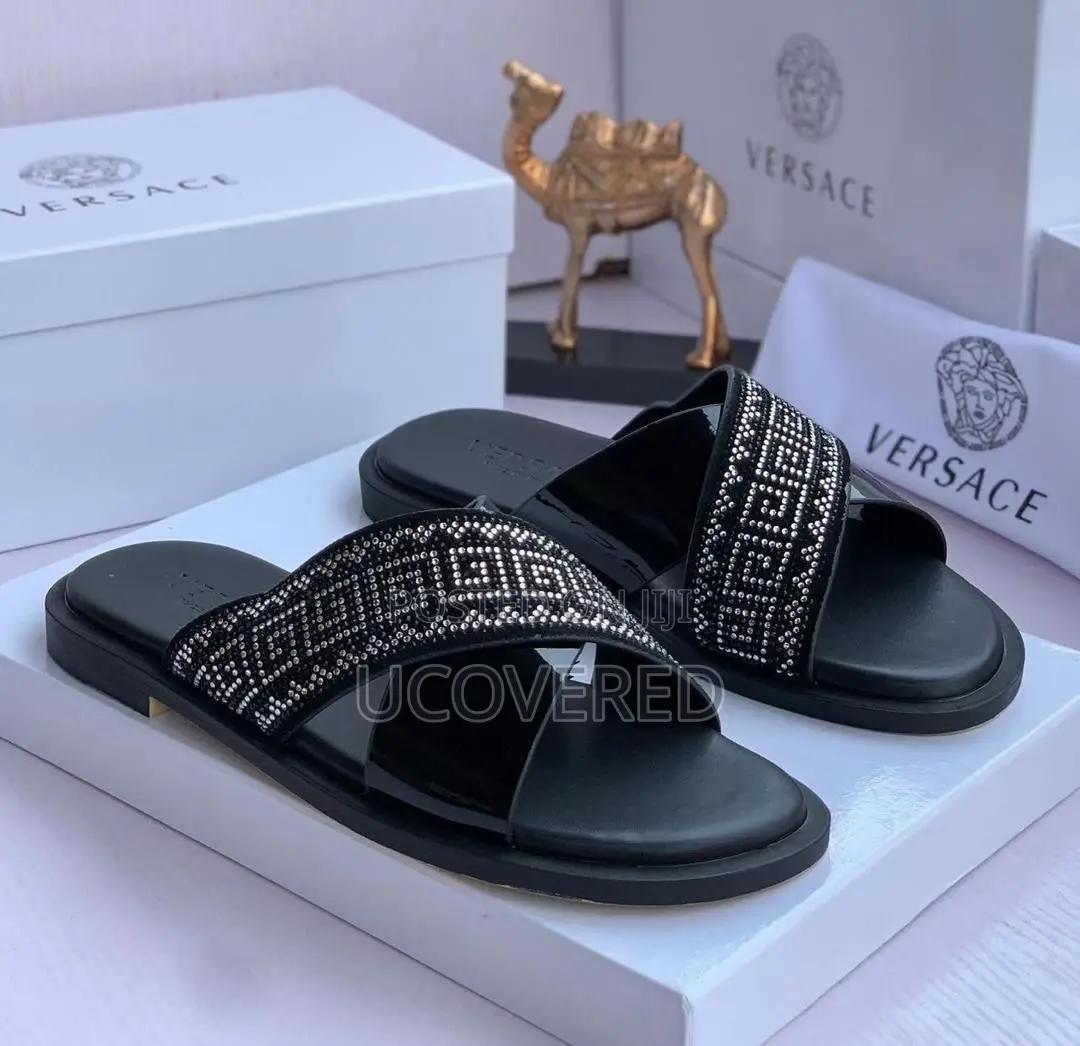 Versace Men’S Nantucket Cross Strap Sandal/Slippers