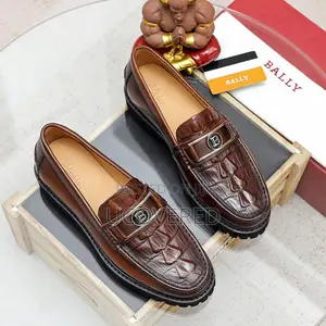 Bally Men’S Crocodile Pattern Leather Slip on Loafers