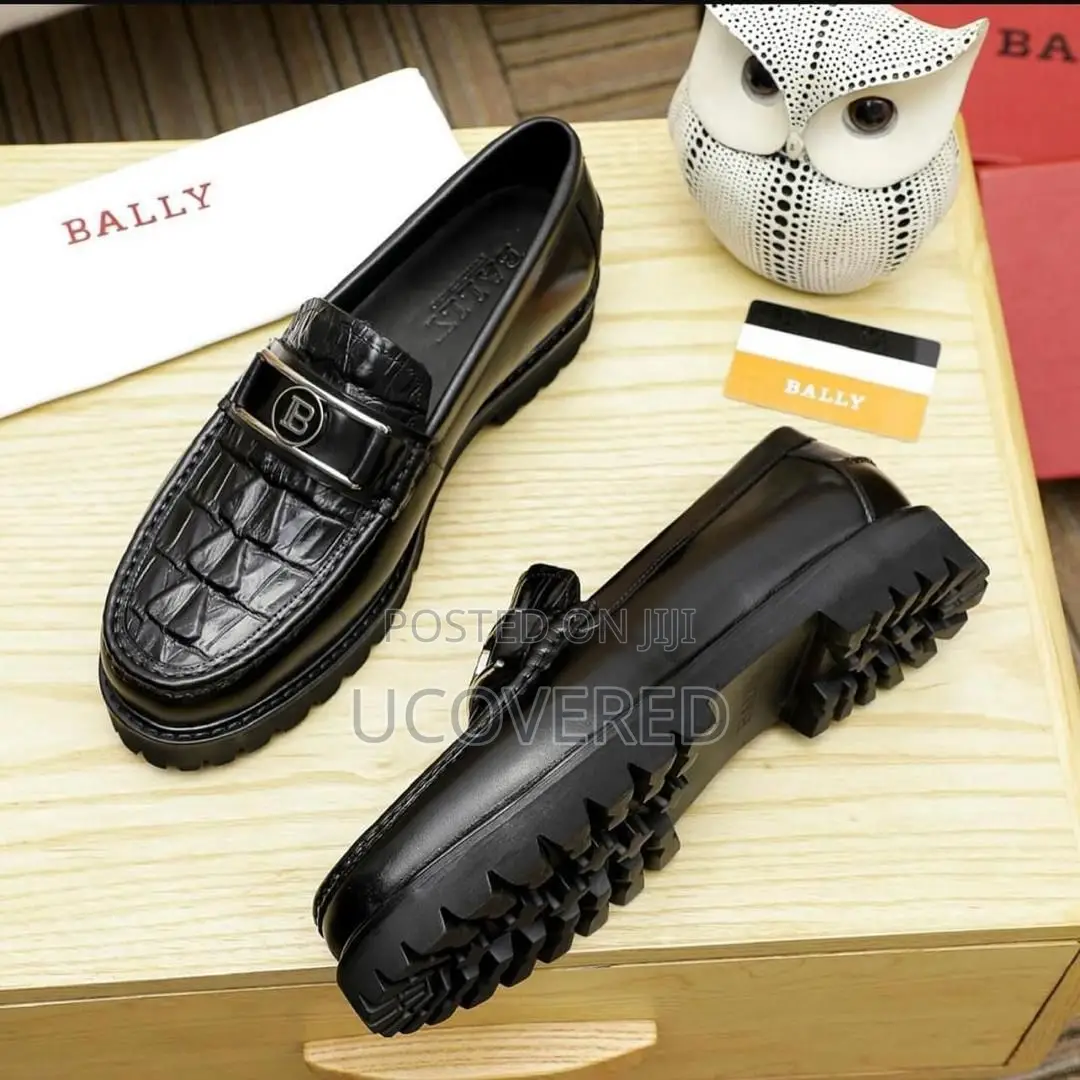 Bally Men’S Crocodile Pattern Leather Slip on Loafers