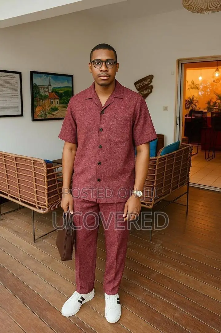 Men’S Short Sleeve Casual Button Shirts and Trousers