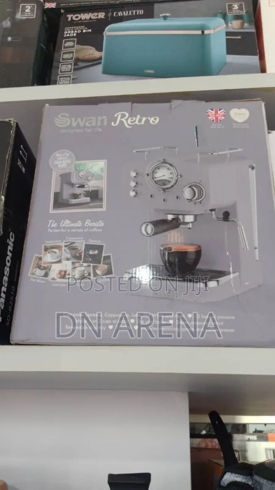 Swan Sk22110grn Retro Espresso Coffee Machine 15 Bar Grey