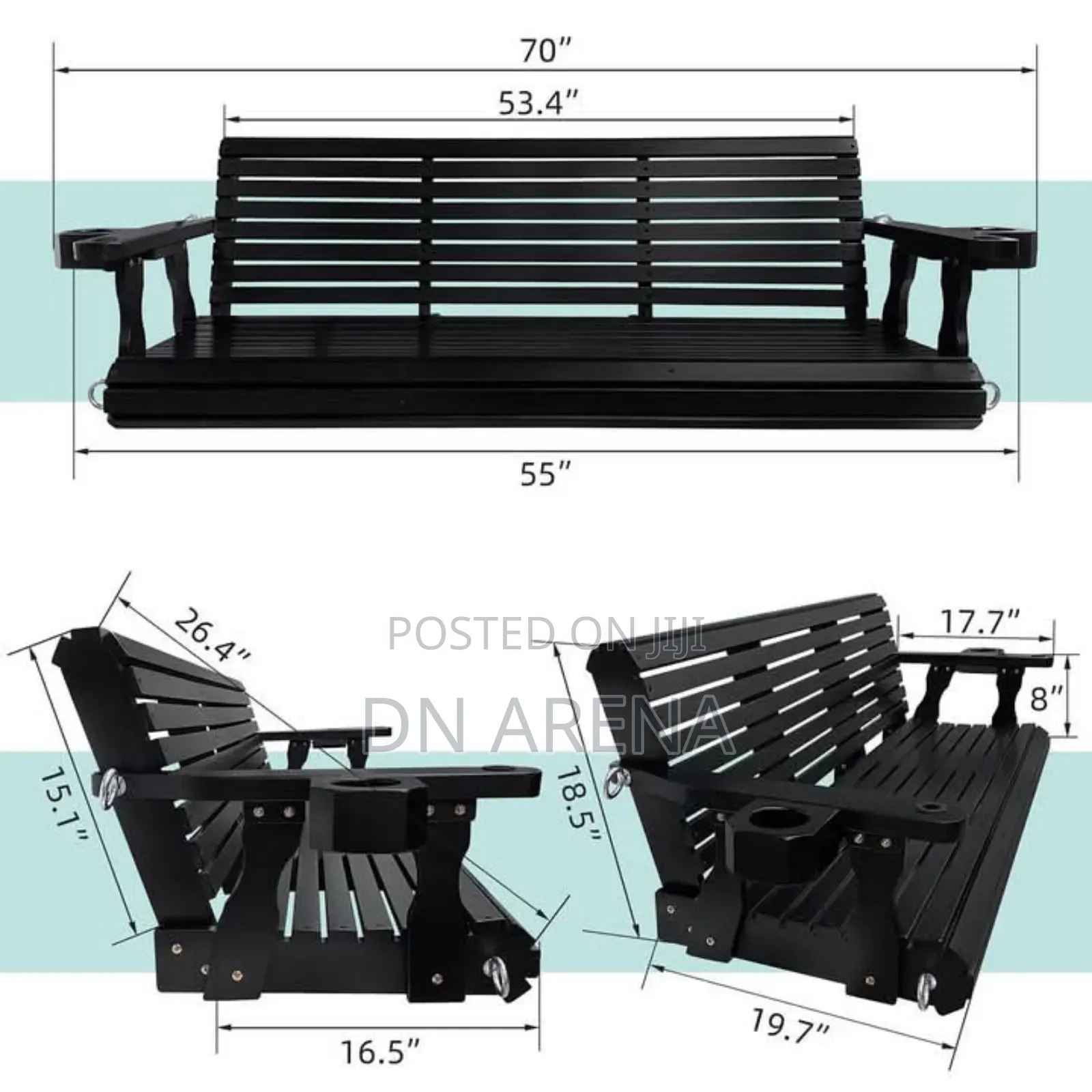 -Seater Wooden Porch Swing Outdoor Patio Garden