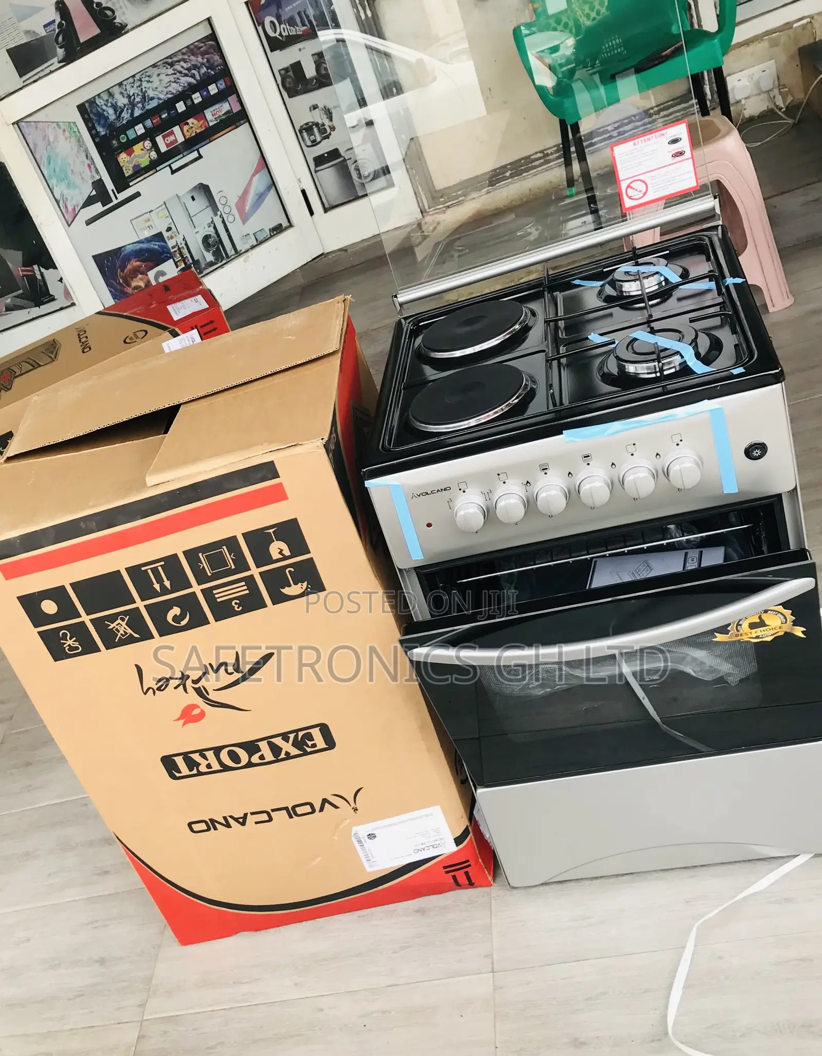 Secure Volcano 50/50 2 Gas 2 Electric Cooker Grey