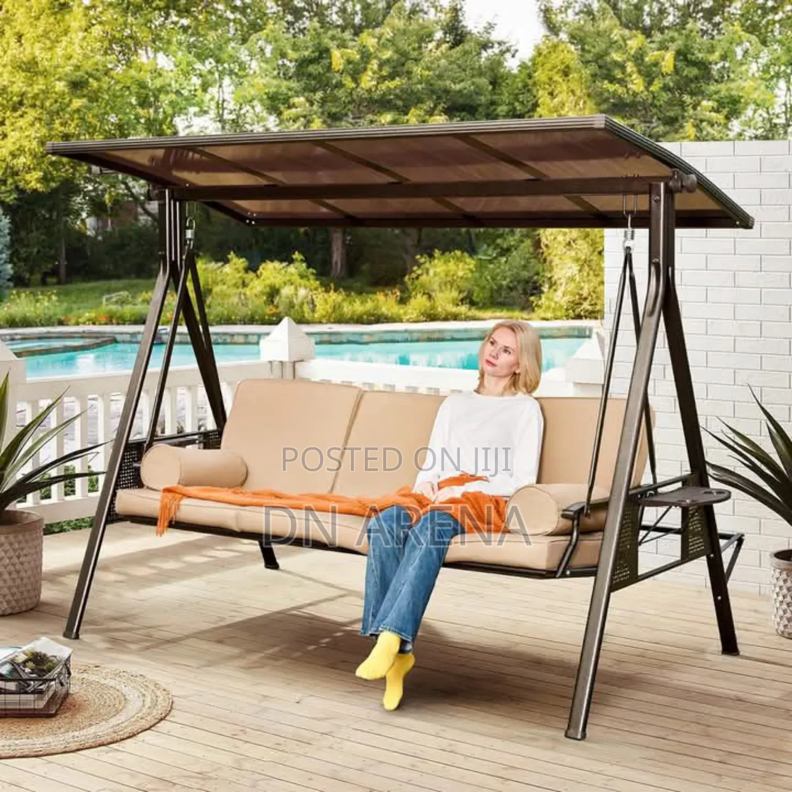 Outdoor Patio Porch Swing Three-Seater Outdoor Swing