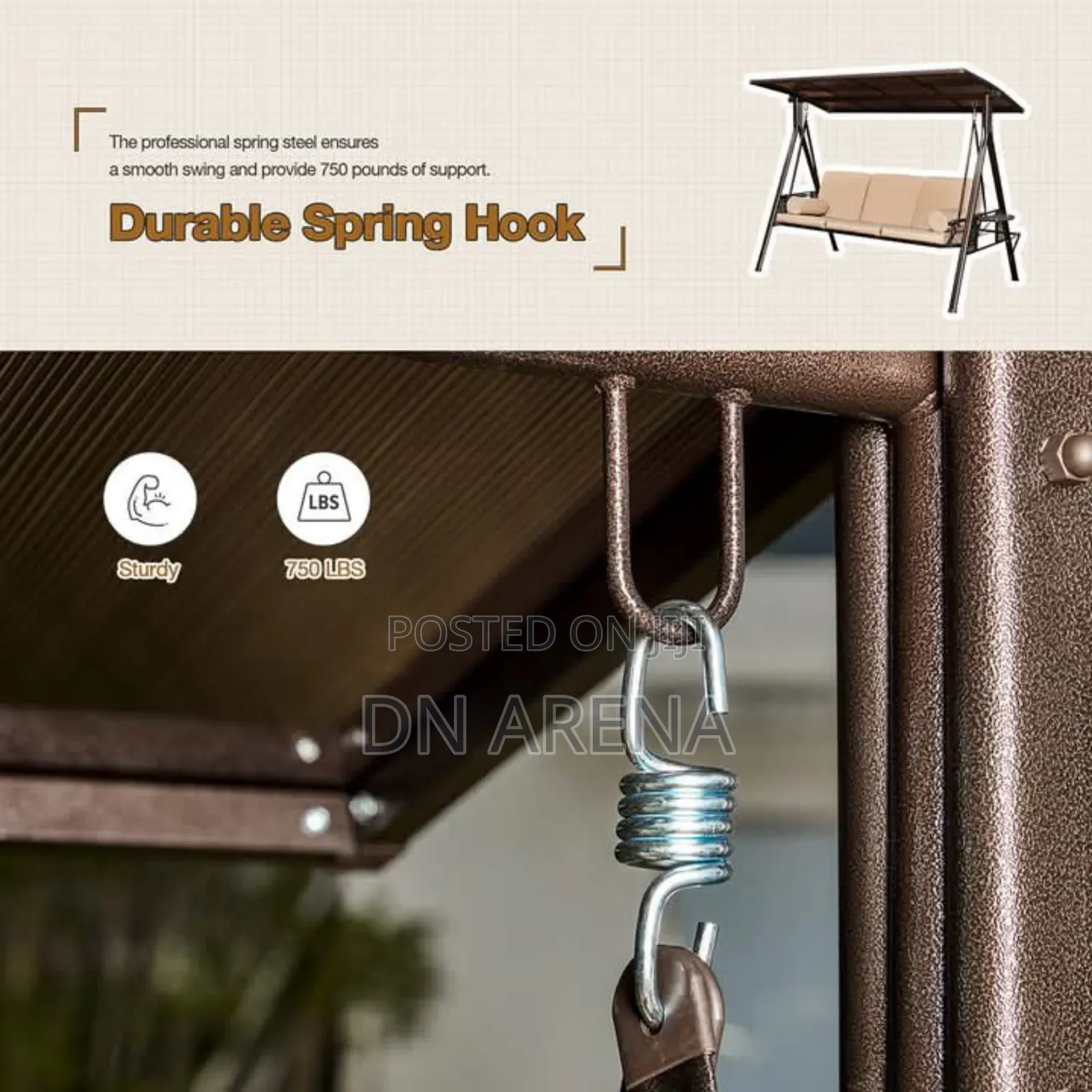 Outdoor Patio Porch Swing Three-Seater Outdoor Swing
