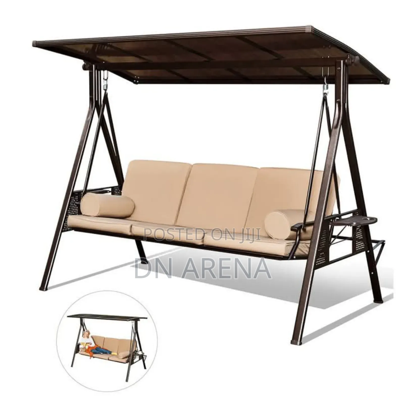 Outdoor Patio Porch Swing Three-Seater Outdoor Swing