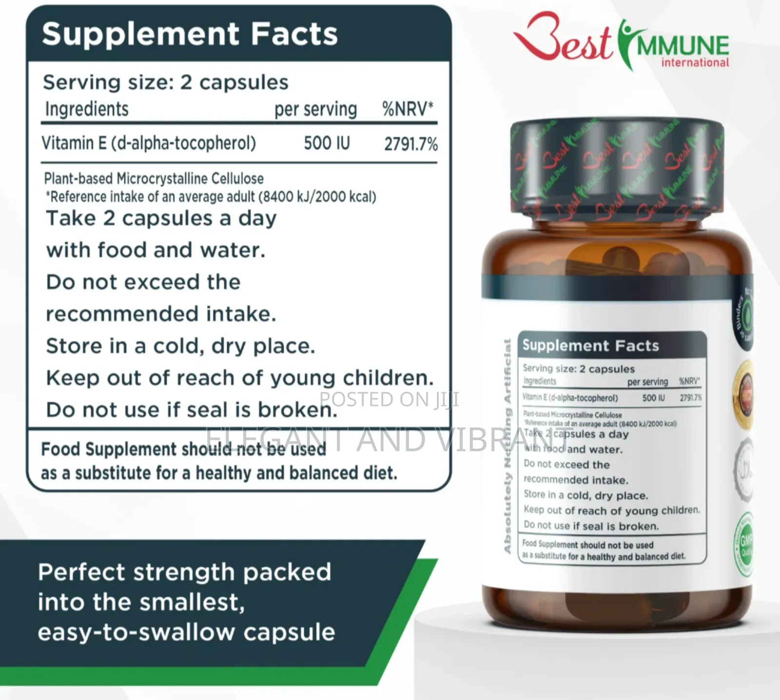 Improved Formula Vitamin E 500iu 100 Vegan Capsules