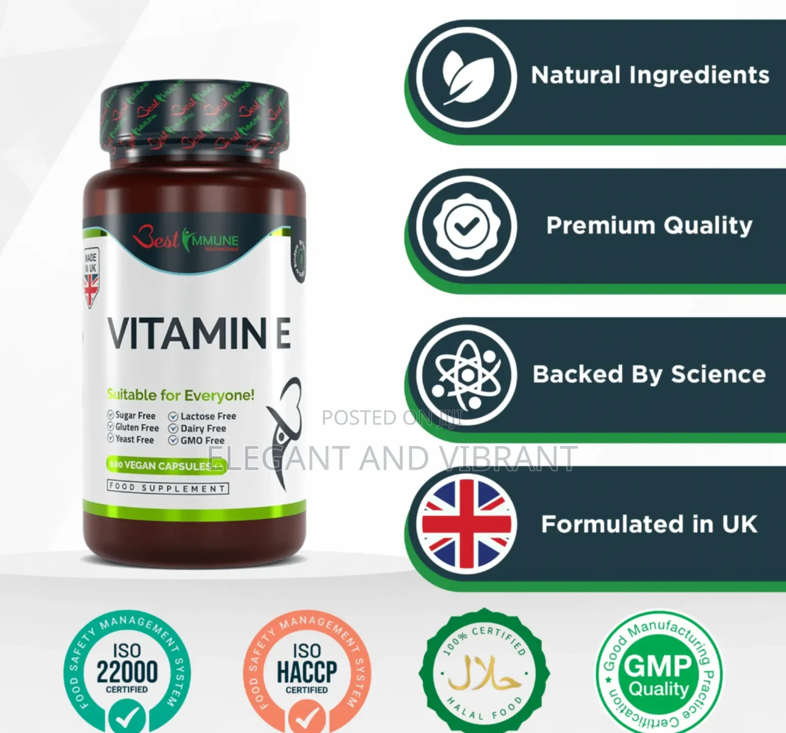 Improved Formula Vitamin E 500iu 100 Vegan Capsules