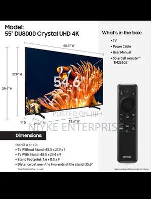 Samsung 55-inch Du8000 Crystal Uhd 4k Smart Tv (2024 Model)