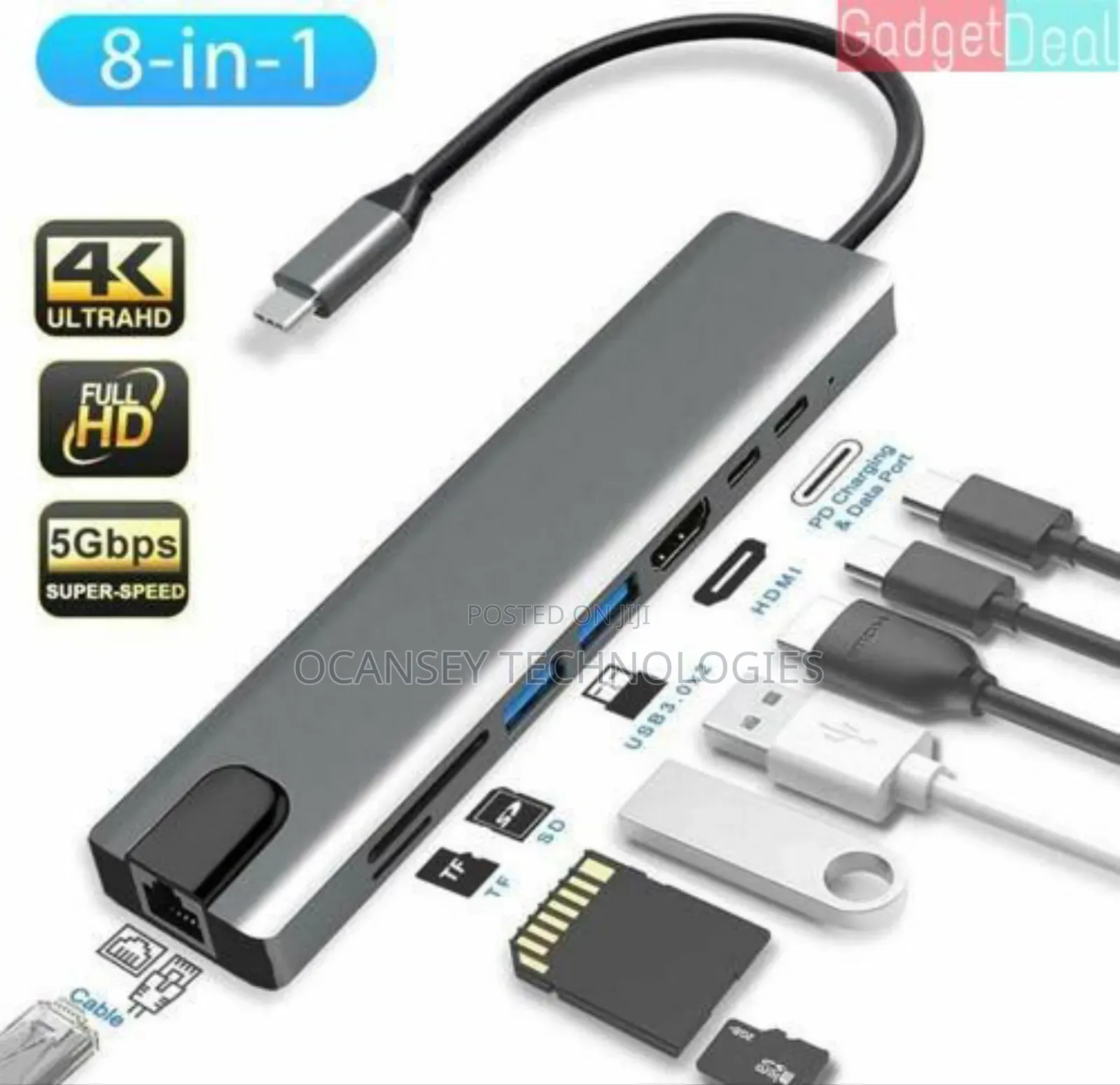 Type-C to HDTV 8 in 1 Adapter