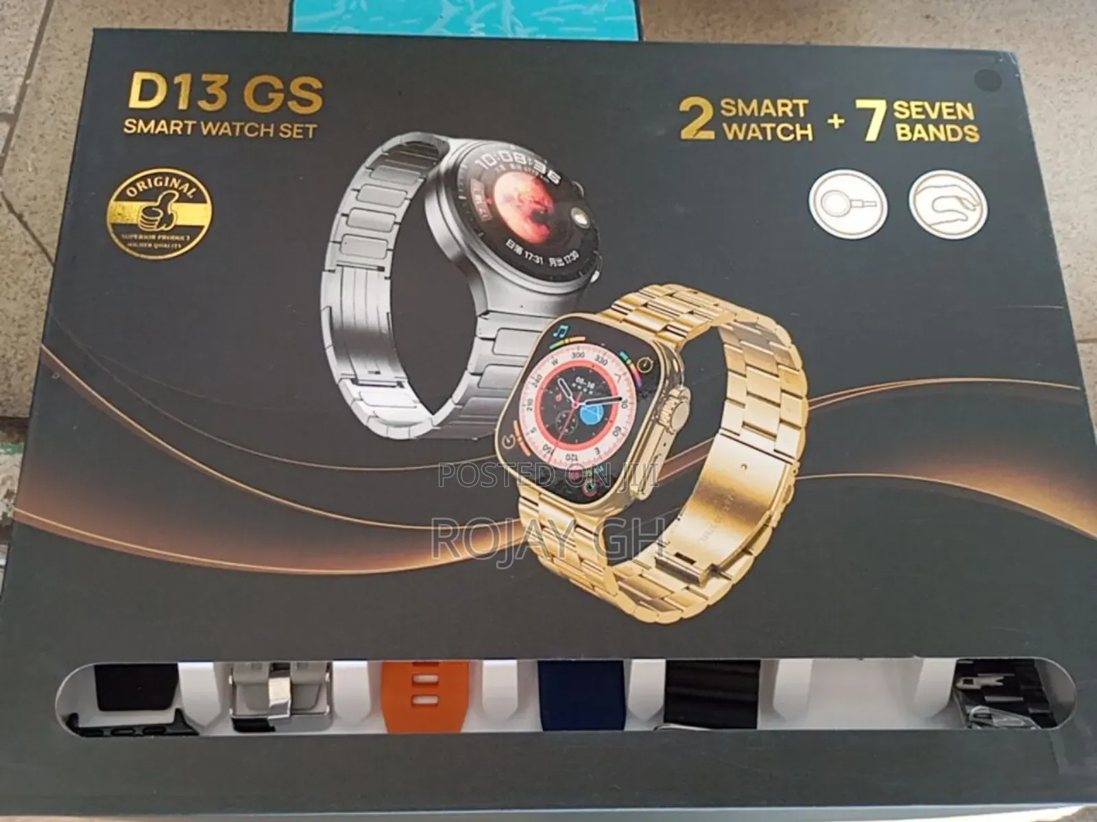 D13-Gs Smart Watch With 2 Smartwatches and 7 Straps - Black