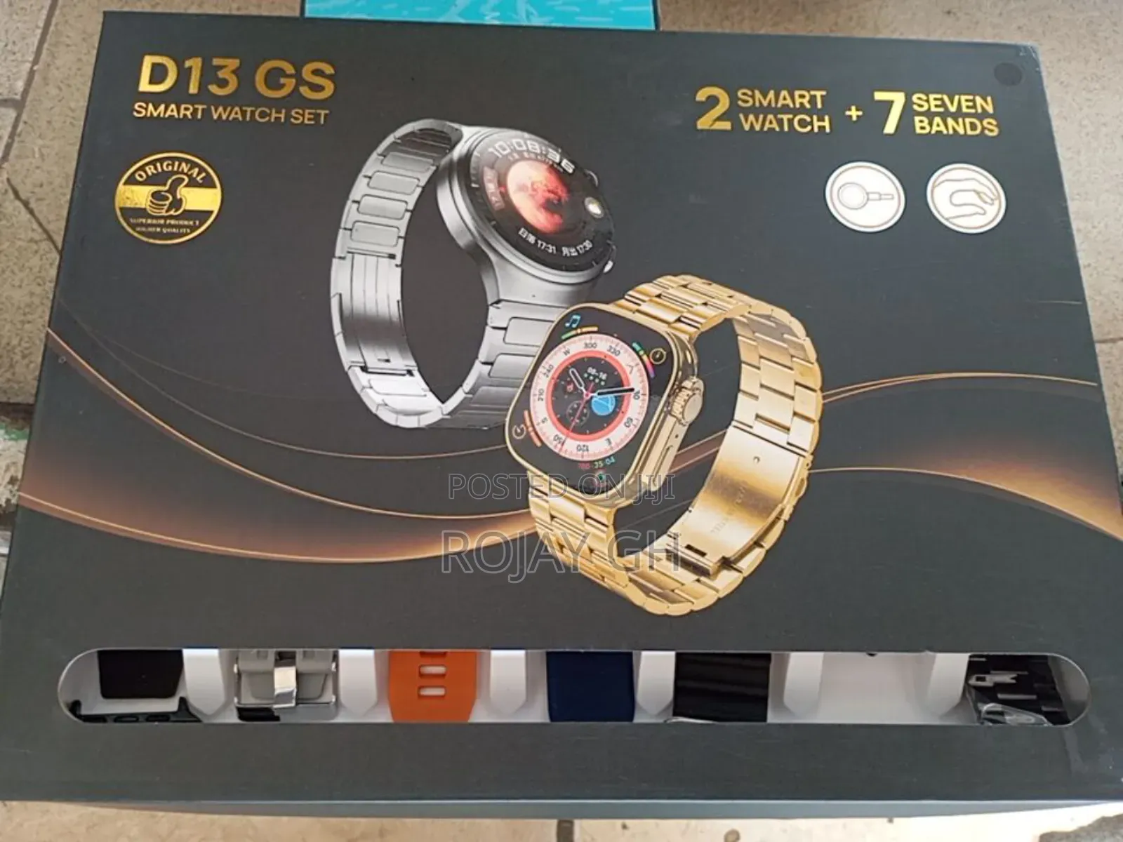 D13-Gs Smart Watch With 2 Smartwatches and 7 Straps - Black