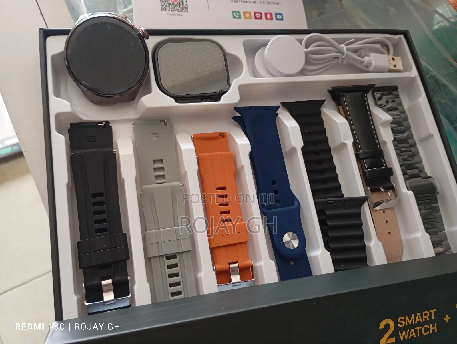 D13-Gs Smart Watch With 2 Smartwatches and 7 Straps - Black
