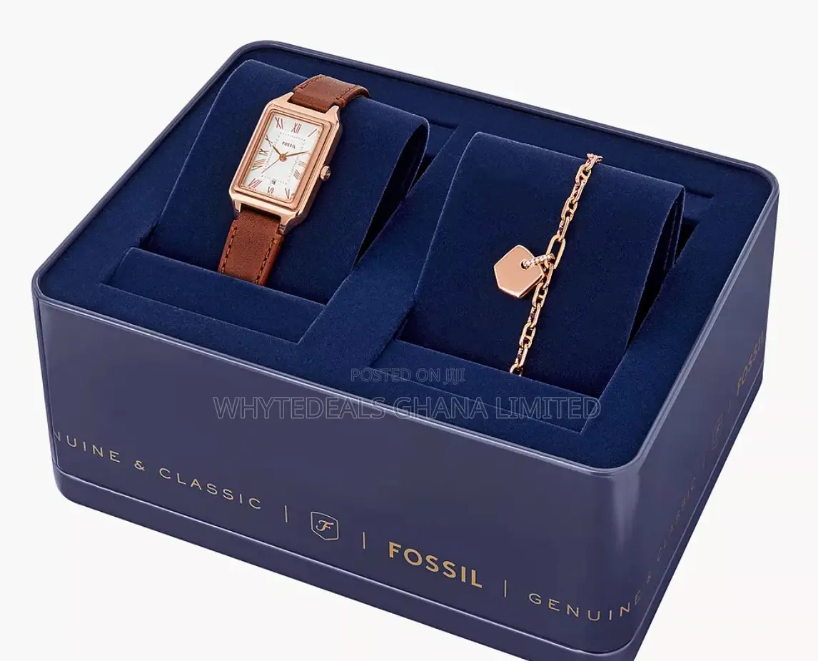 Fossil Raquel Medium Brown Leather Watch & Bracelet Set