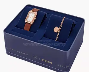 Fossil Raquel Medium Brown Leather Watch & Bracelet Set