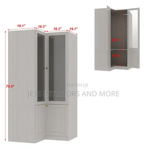 Wardrobe L-Shape Closet With Frosted Glass Doors