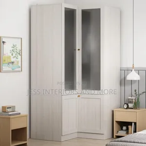 Wardrobe L-Shape Closet With Frosted Glass Doors