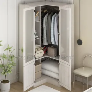 Wardrobe L-Shape Closet With Frosted Glass Doors