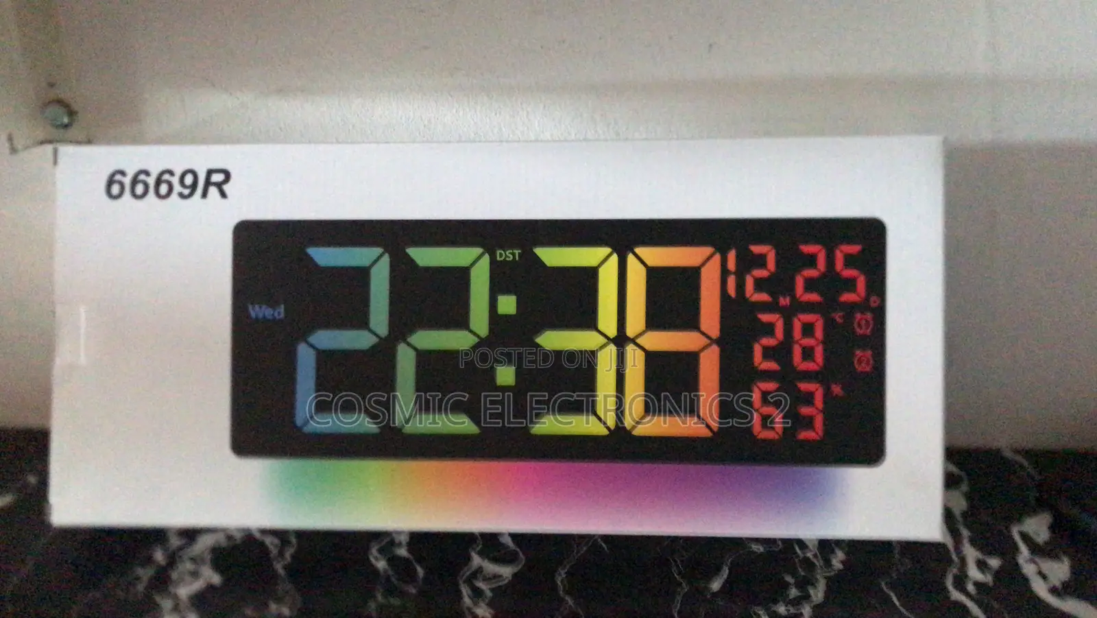 Digital Wall-Mounted LCD Clock With Colorful Night Light