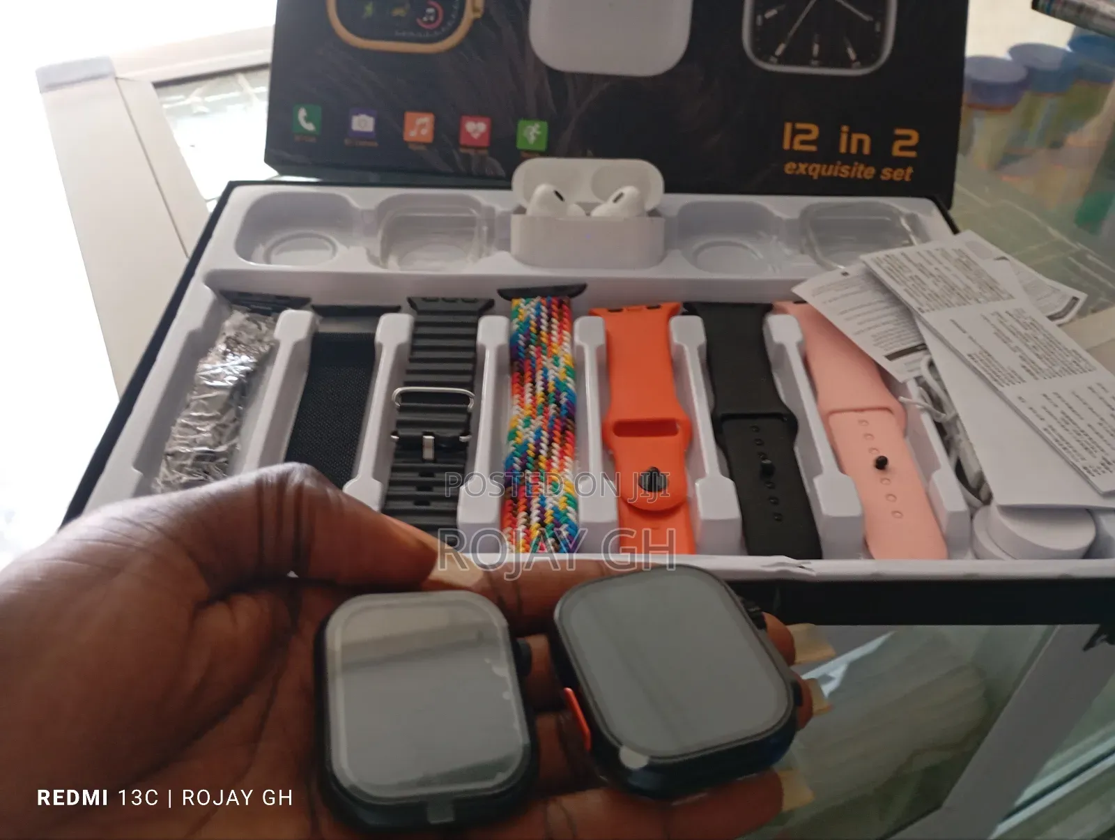 H39 Ultra Smart Watches, Airpod and 7 Extra Straps - Black