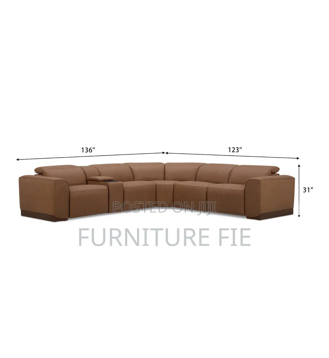 Lovro 6pc Leather Sectional With Recliners Console FRM Usa
