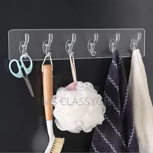 Transparent Hooks, Punch-Free, Traceless Adhesive 6 Hooks,