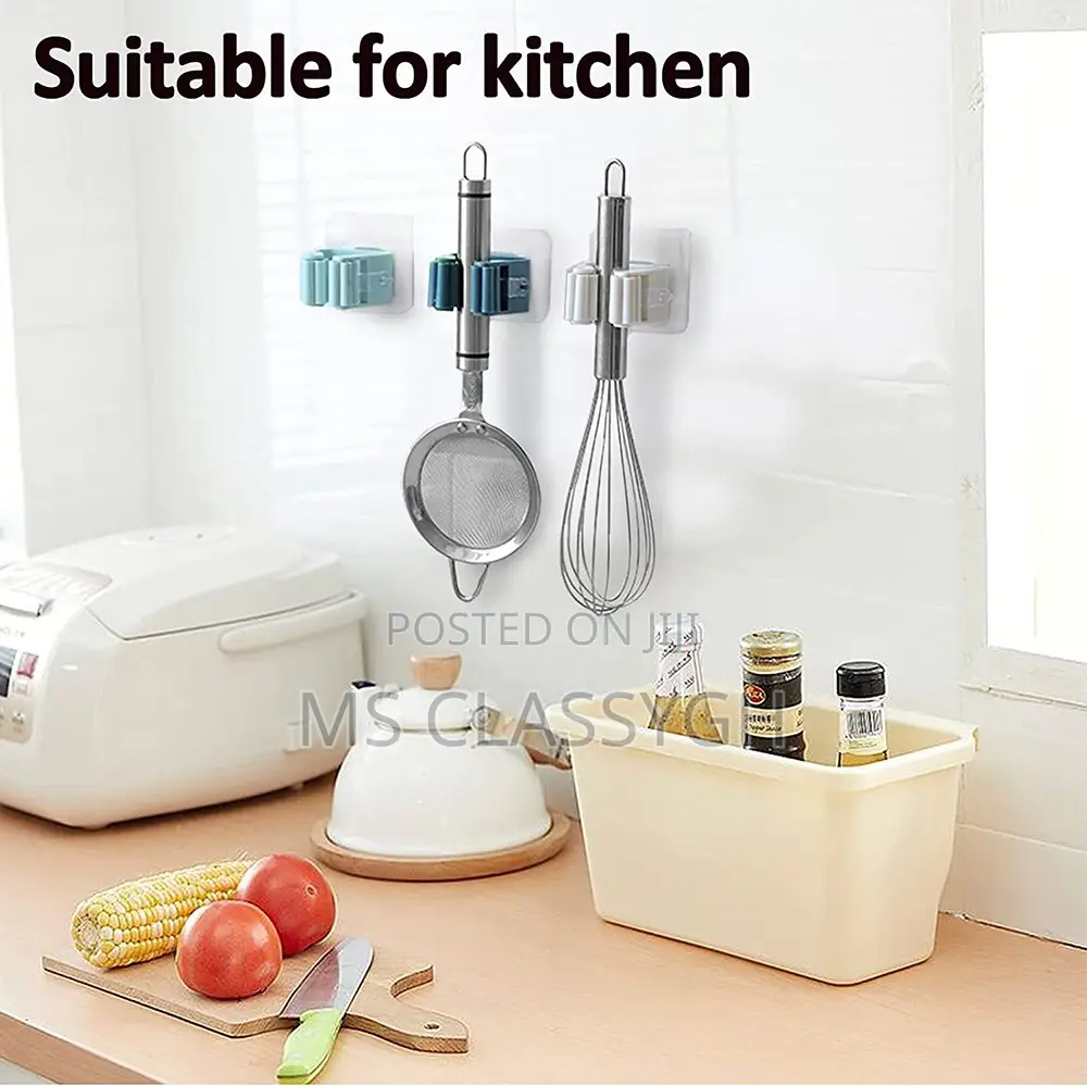 Wall Mount Broom Mop Rack Brush Holder Vacuum Hose Hooks