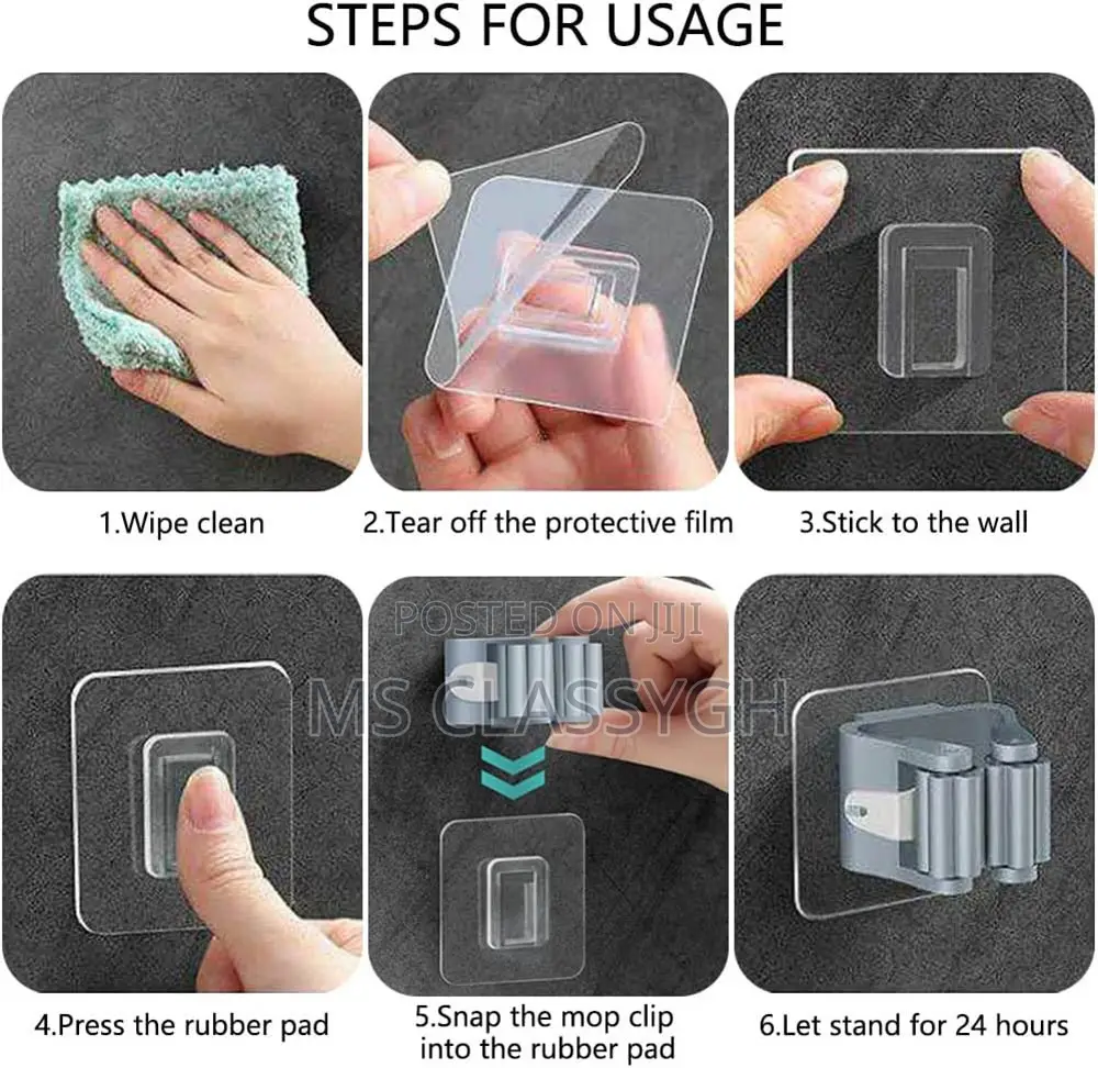 Wall Mount Broom Mop Rack Brush Holder Vacuum Hose Hooks