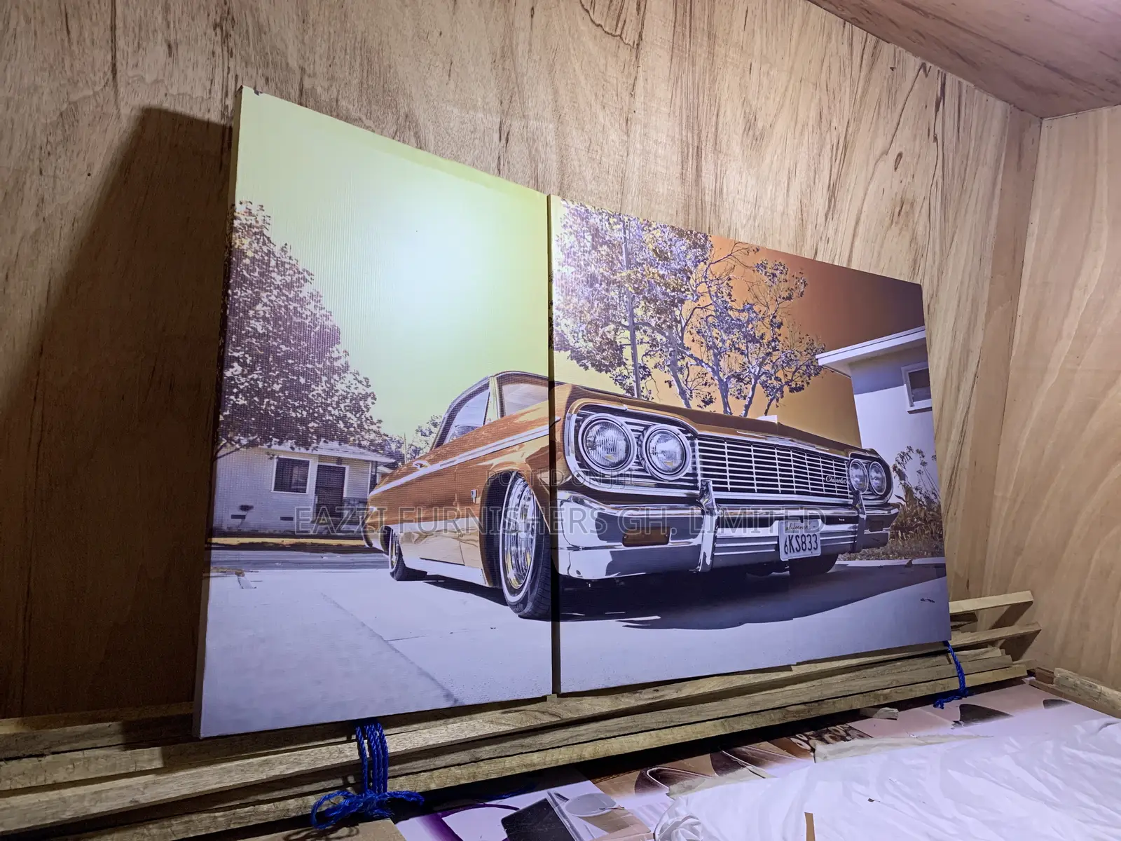 3 Sets Wall Arts Canvas Cadillac Car Portraits Decor