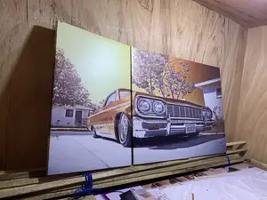 3 Sets Wall Arts Canvas Cadillac Car Portraits Decor