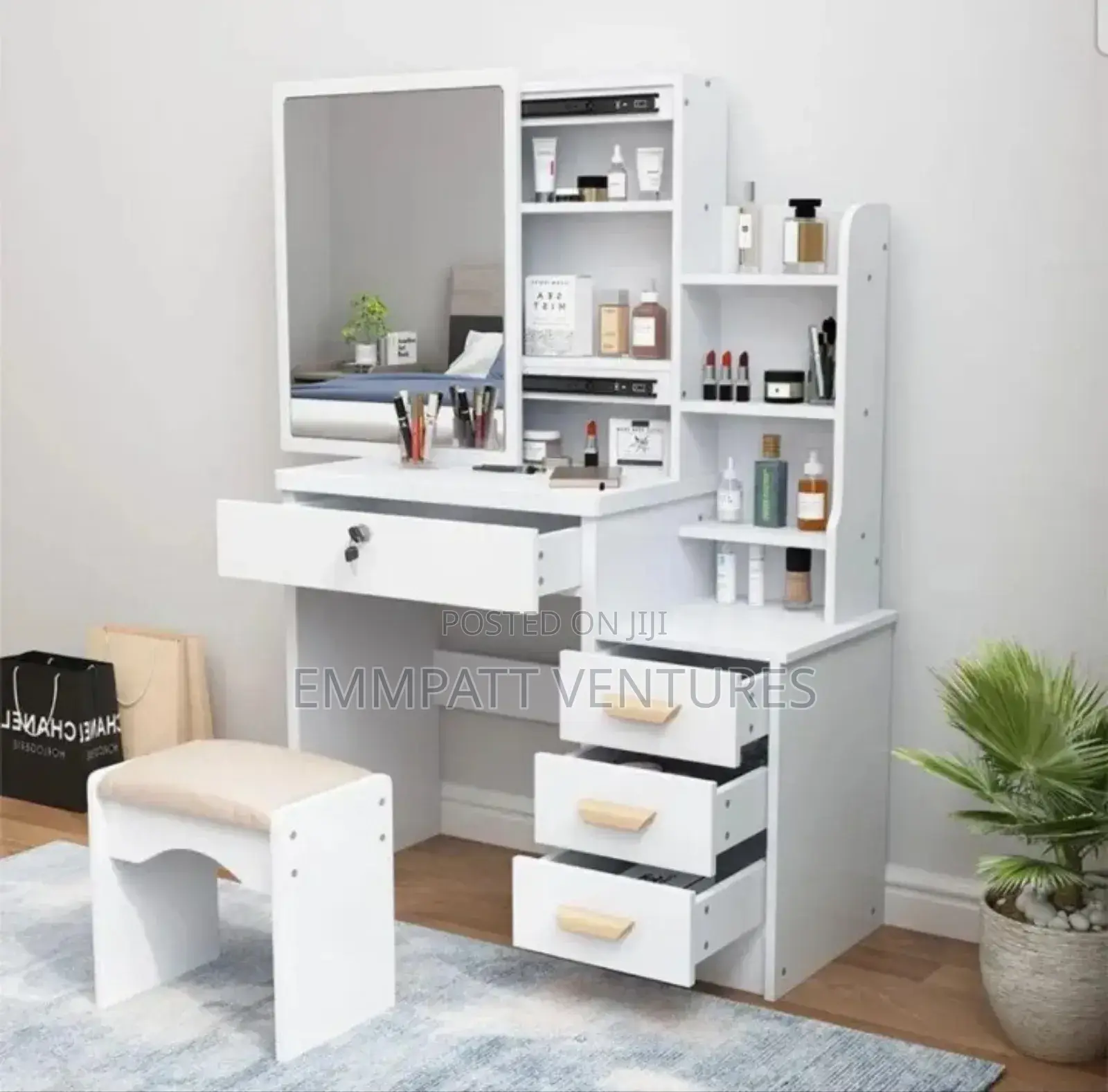 White Cute Dresser With Sections
