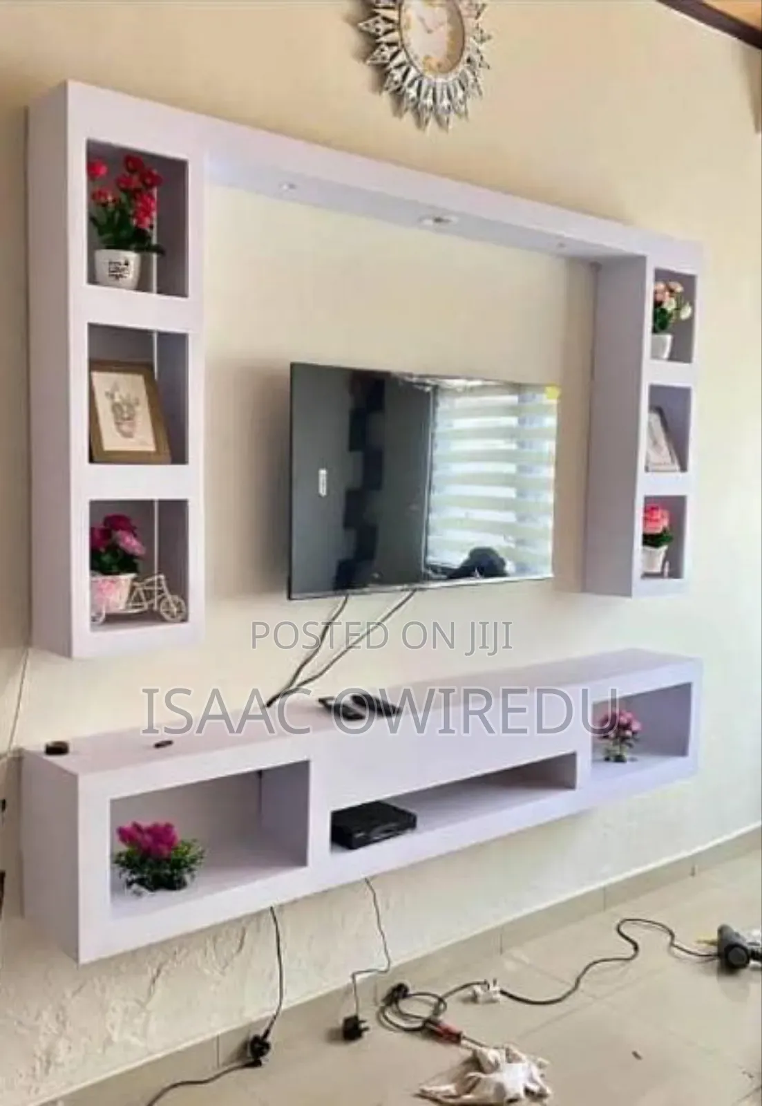 Television Wall Mount Design With Shelves