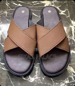 Coffee Brown Leather Slippers