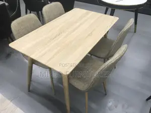 Quality Wooden Dining Table With Material Chairs