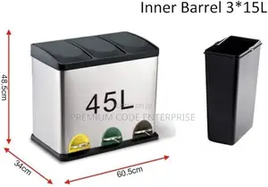 Stainless Steel Triple Pedal Bin 3 In1, 45l, 15l Triple Cans