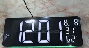 Digital Wall-Mounted LCD Clock With Colorful Night Light