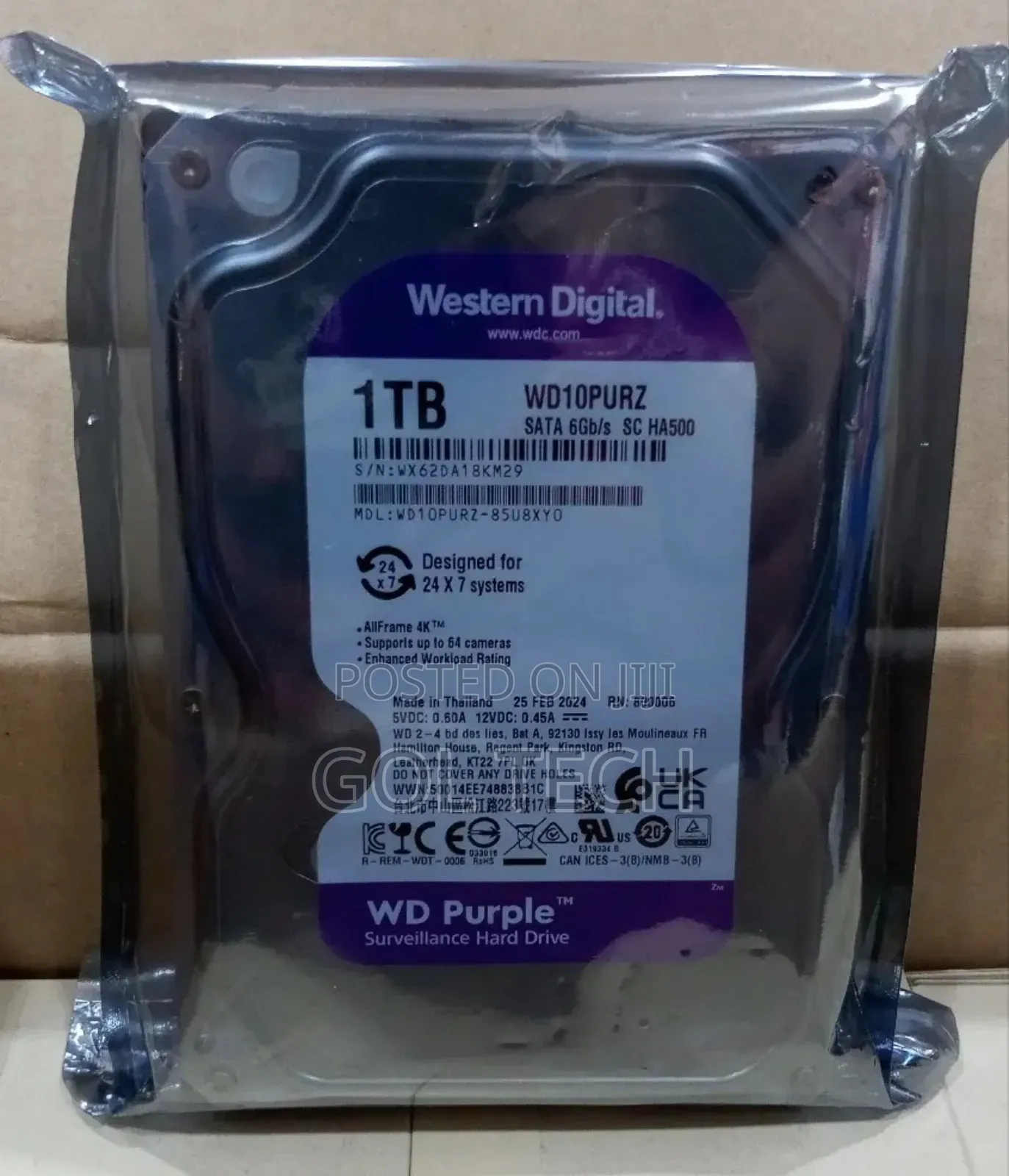 1tb Surveillance Hard Drive Wd Purple HDD