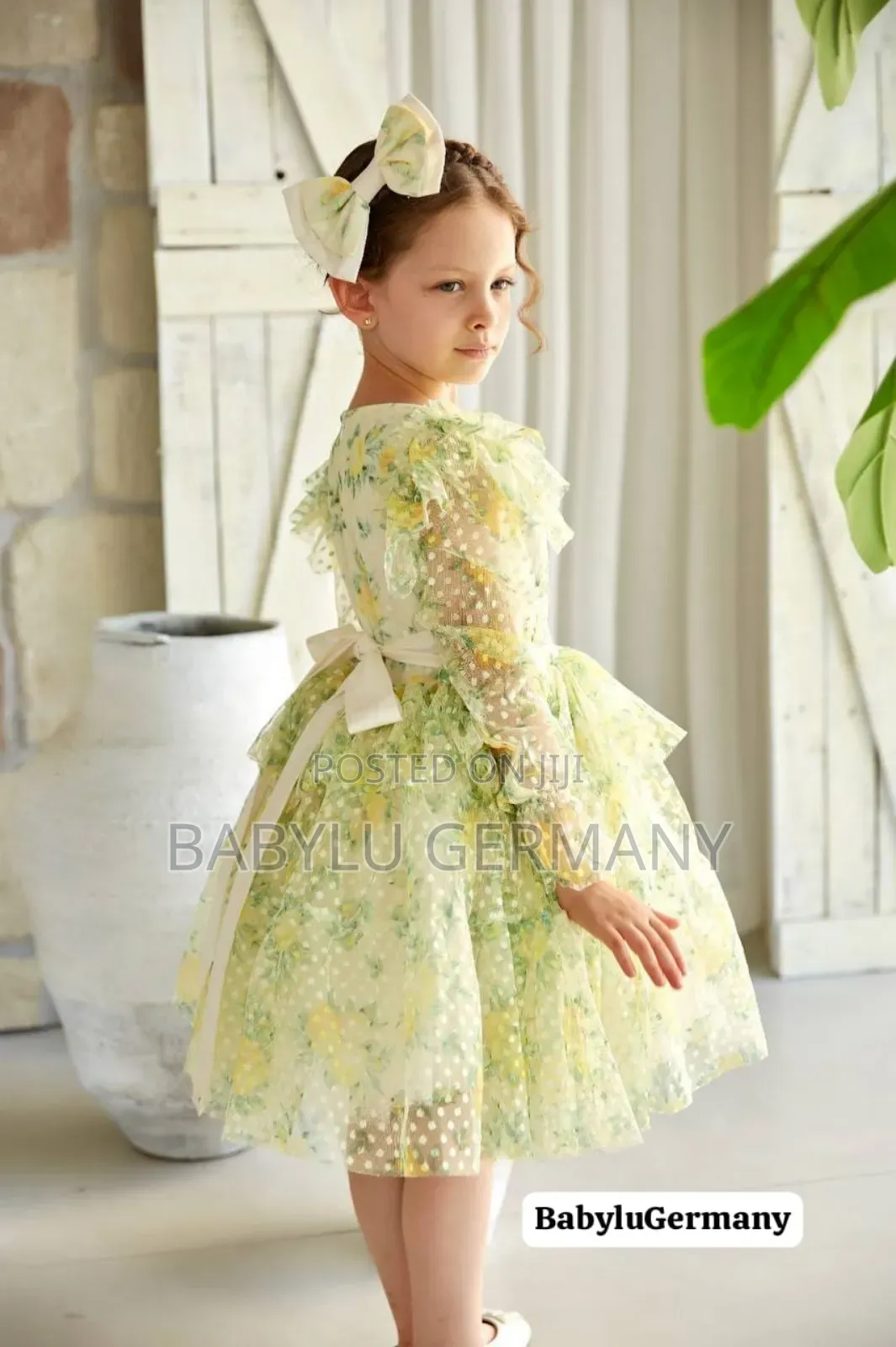 Luxury Brand Turkey Imported Green /Yellow Princess Dress