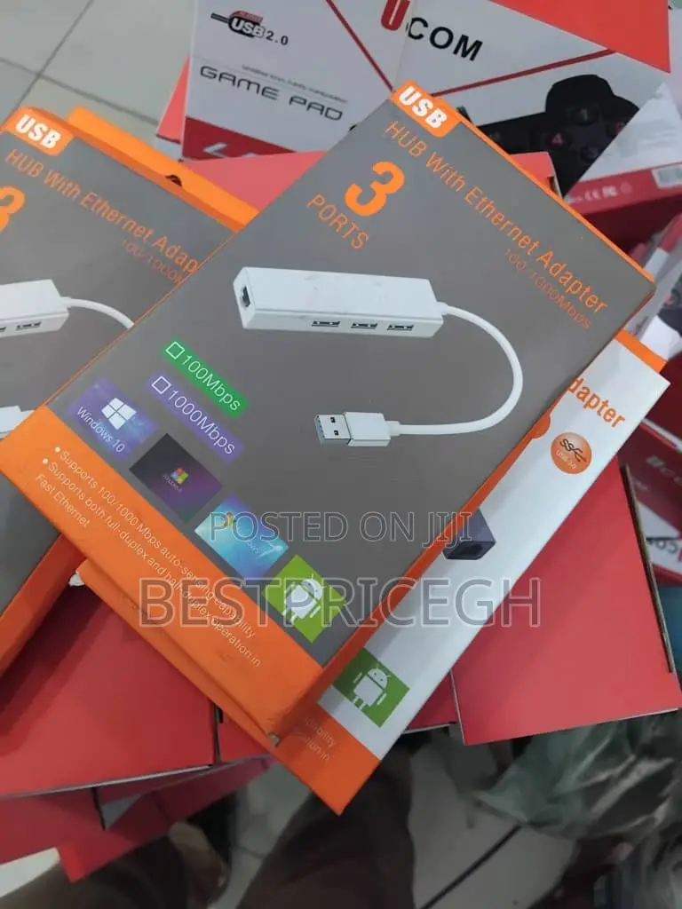 Usb C/ Usb a Hub With Ethernet Adapter 4 Ports