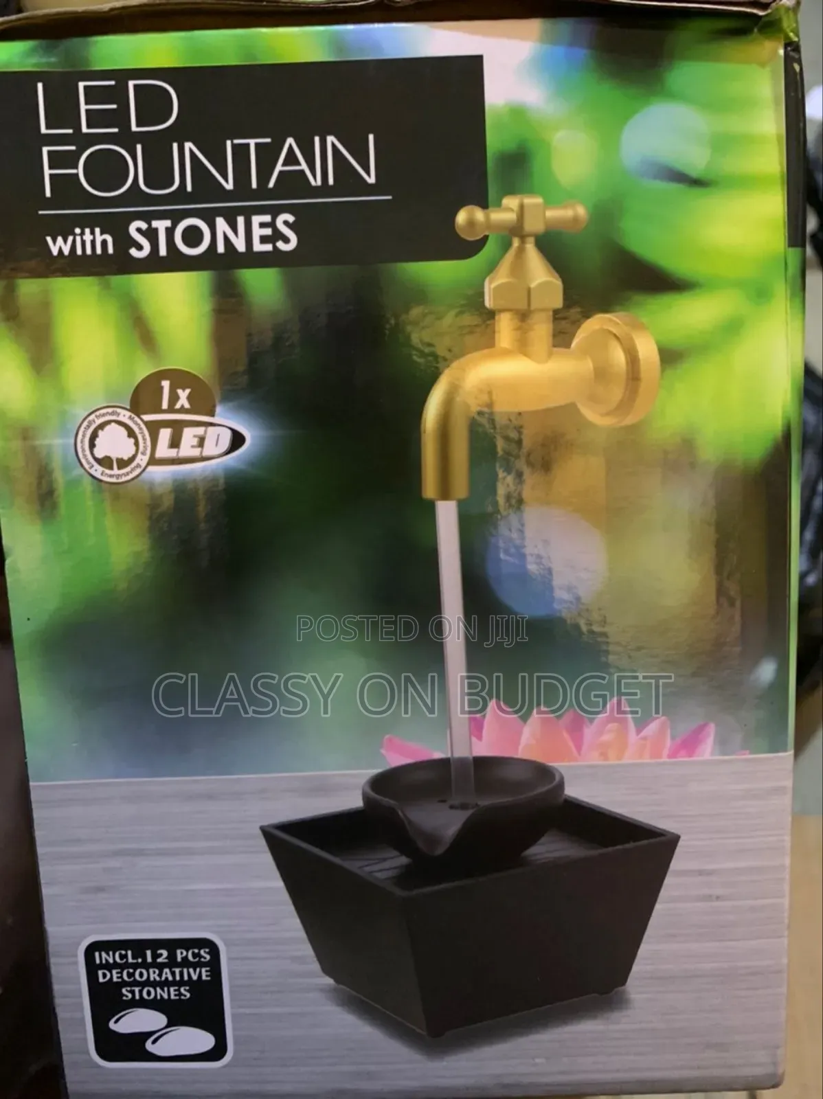 Desktop Fountain With Led Light and Stones