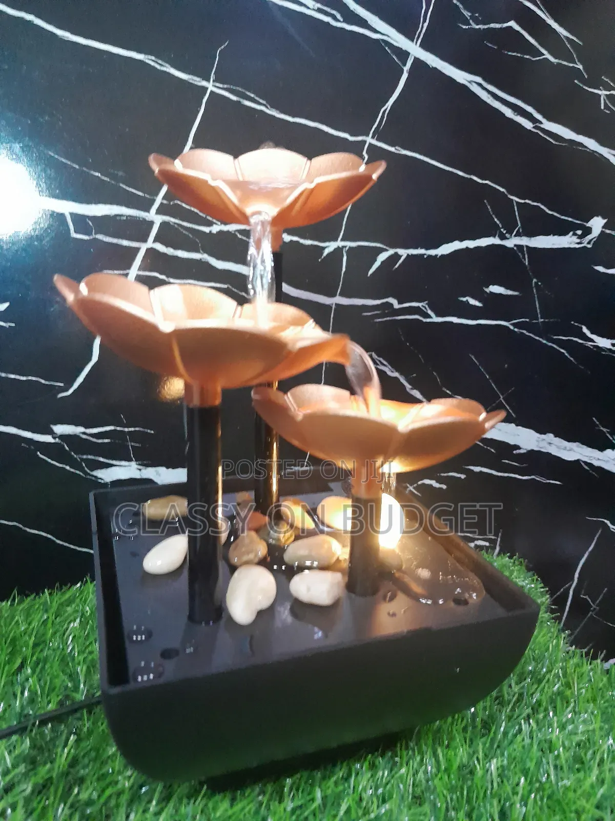 Desktop Flower Fountain With Led Light and Stones
