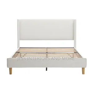 Queen Size Bed Frame (Corduroy) Cream