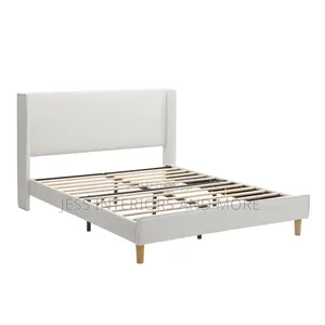 Photo - Queen Size Bed Frame (Corduroy) Cream