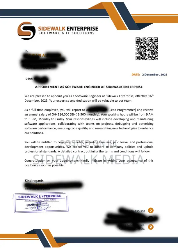 Verifiable Employment Letter and Payslip for Visa Applicati