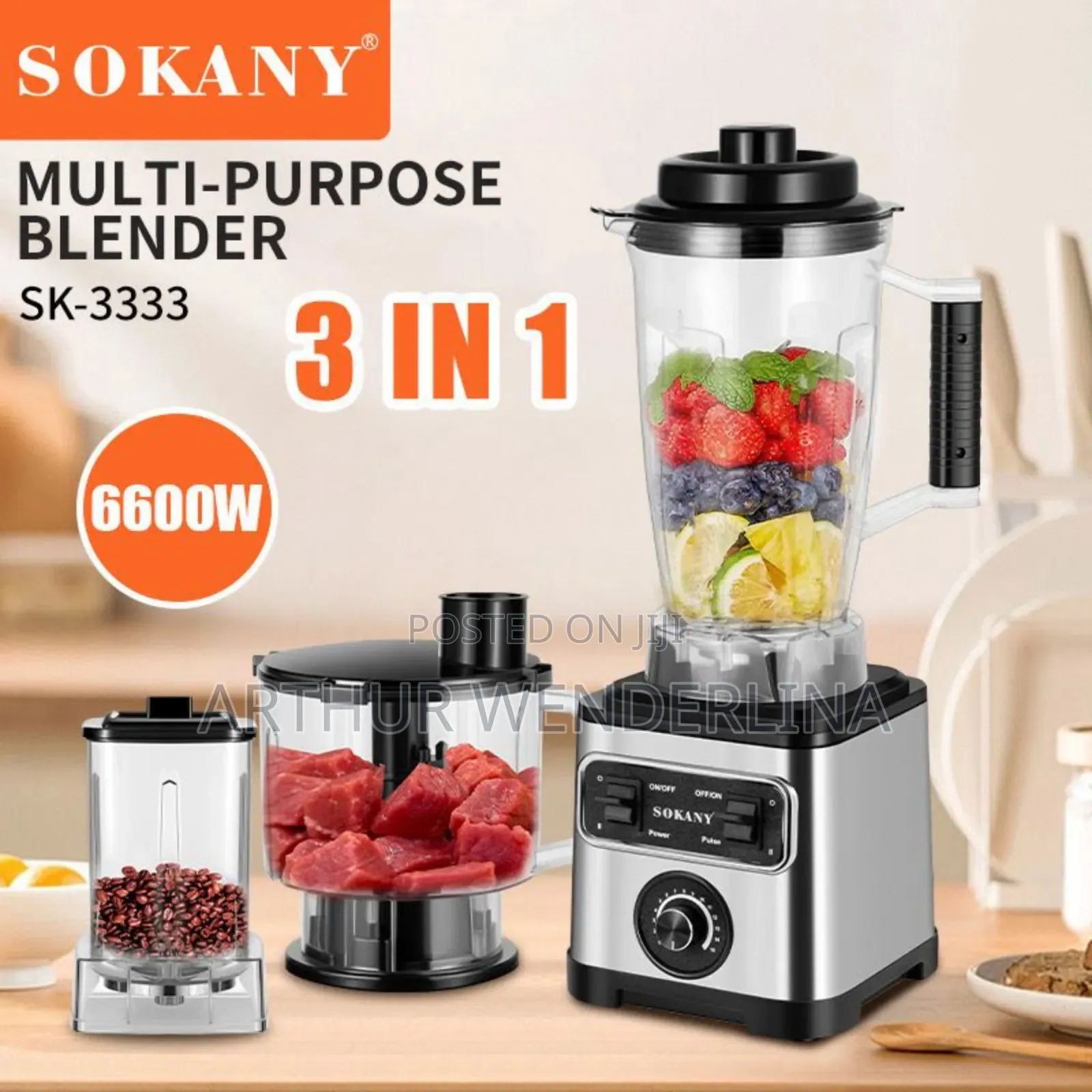 Sokany 3 in 1 Blender( 3 Liters)