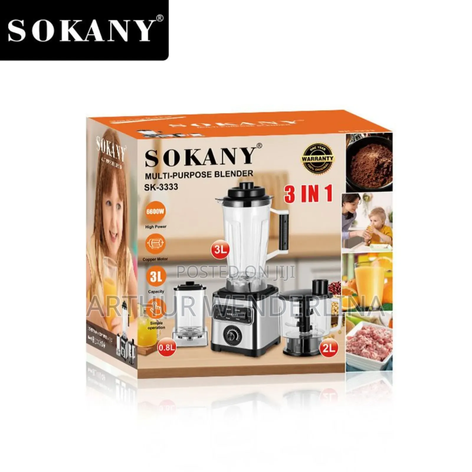 Sokany 3 in 1 Blender( 3 Liters)