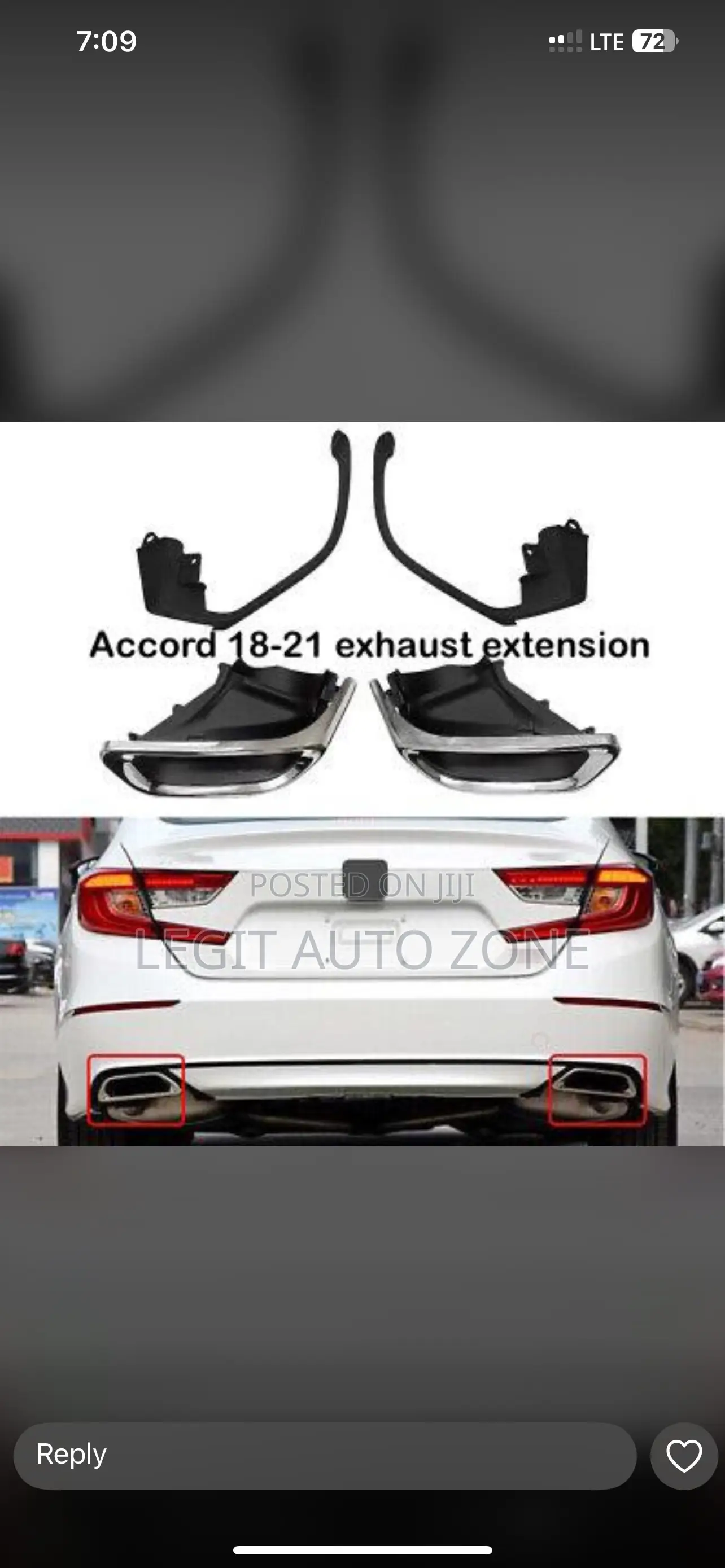 Honda Accord 2018,2019,2020,2022, Exhaust Available