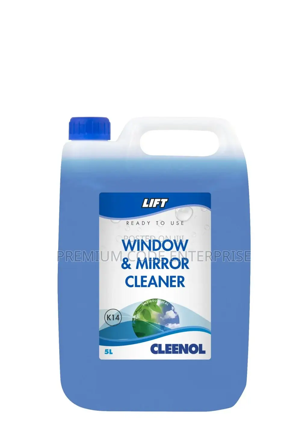 Glass Mirror Cleaner Blue Liquid, 5l