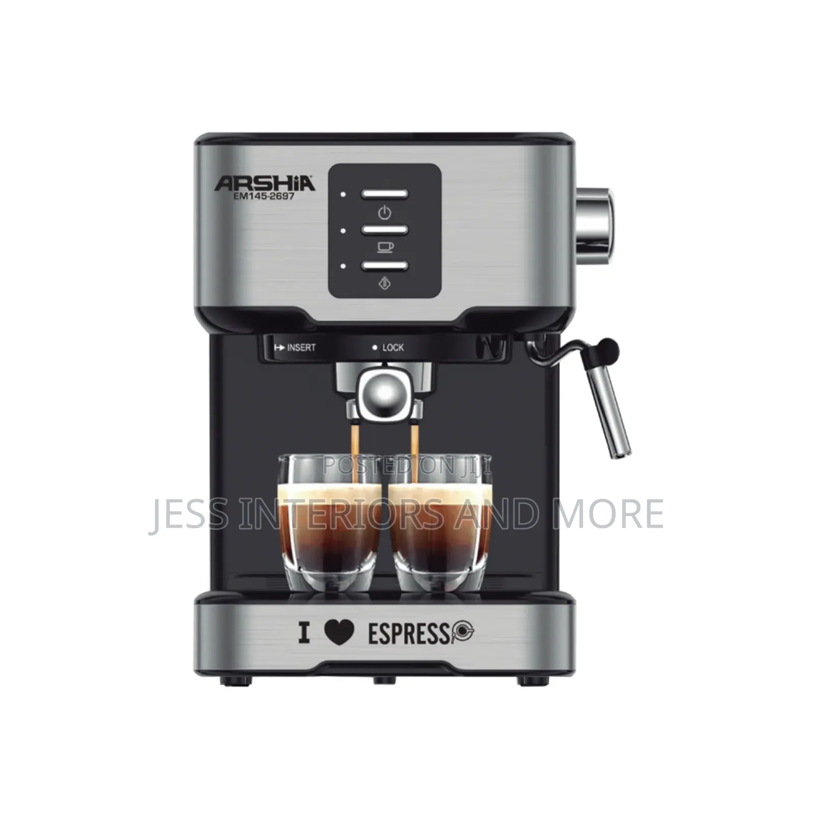 Arshia Premium Espresso Maker Black Silver